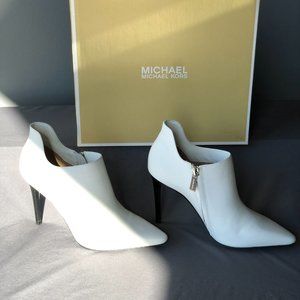 Michael Kors Womens Corrine Leather Bootie Optic White